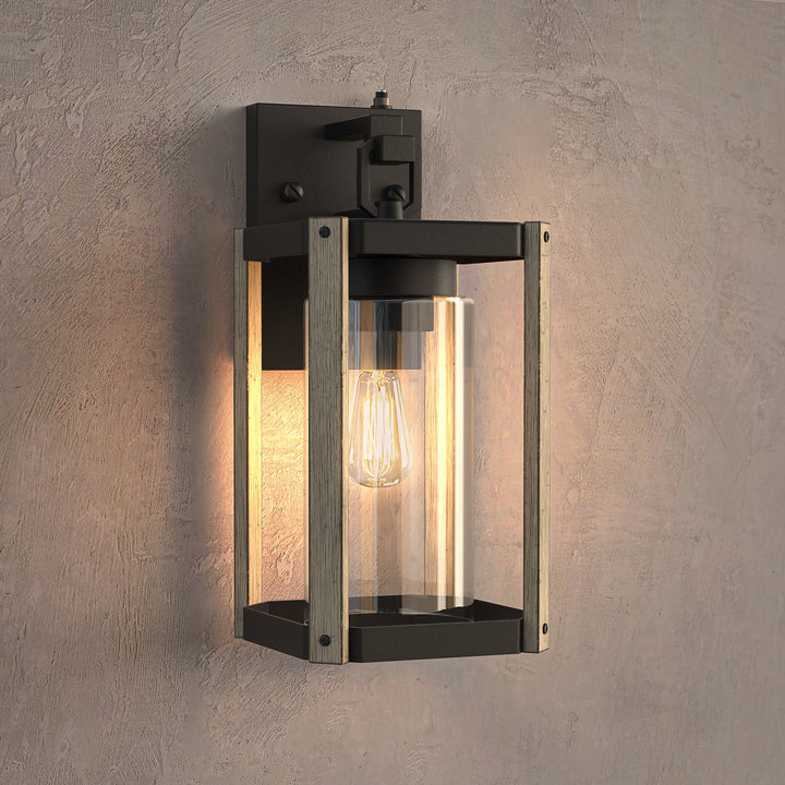 1-Light 13'' Iron And Glass Wall Light With Dusk To Dawn #7051