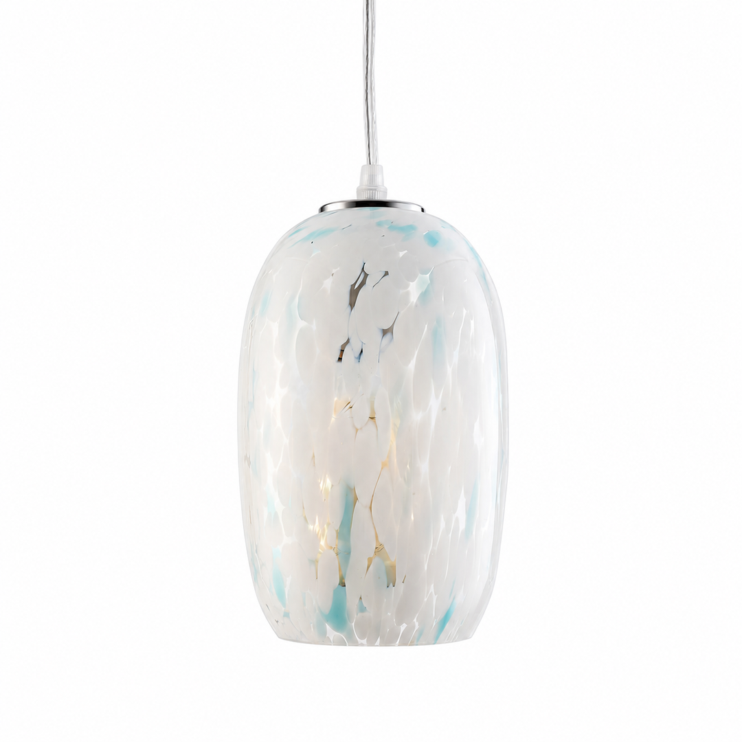 1 - Light 5" W Modern Nickel Jar Pendant With Hand-blown Art Glass For Dining Room Or Kitchen Island #28032