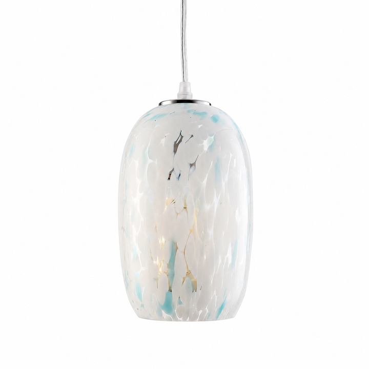 1 - Light 5" W Modern Nickel Jar Pendant With Hand-blown Art Glass For Dining Room Or Kitchen Island #28032