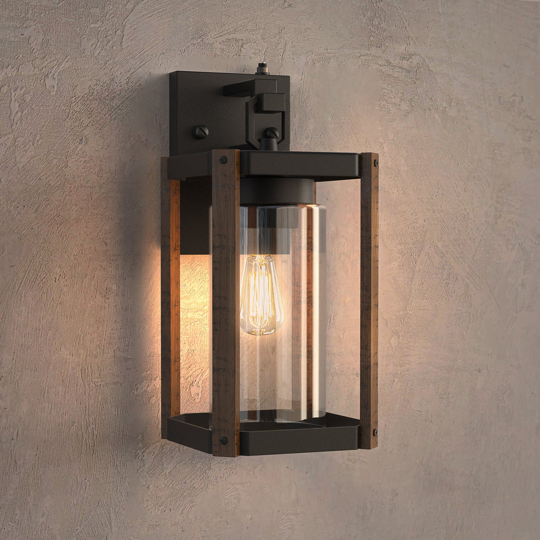 1-Light 13'' Iron And Glass Wall Light With Dusk To Dawn #7051