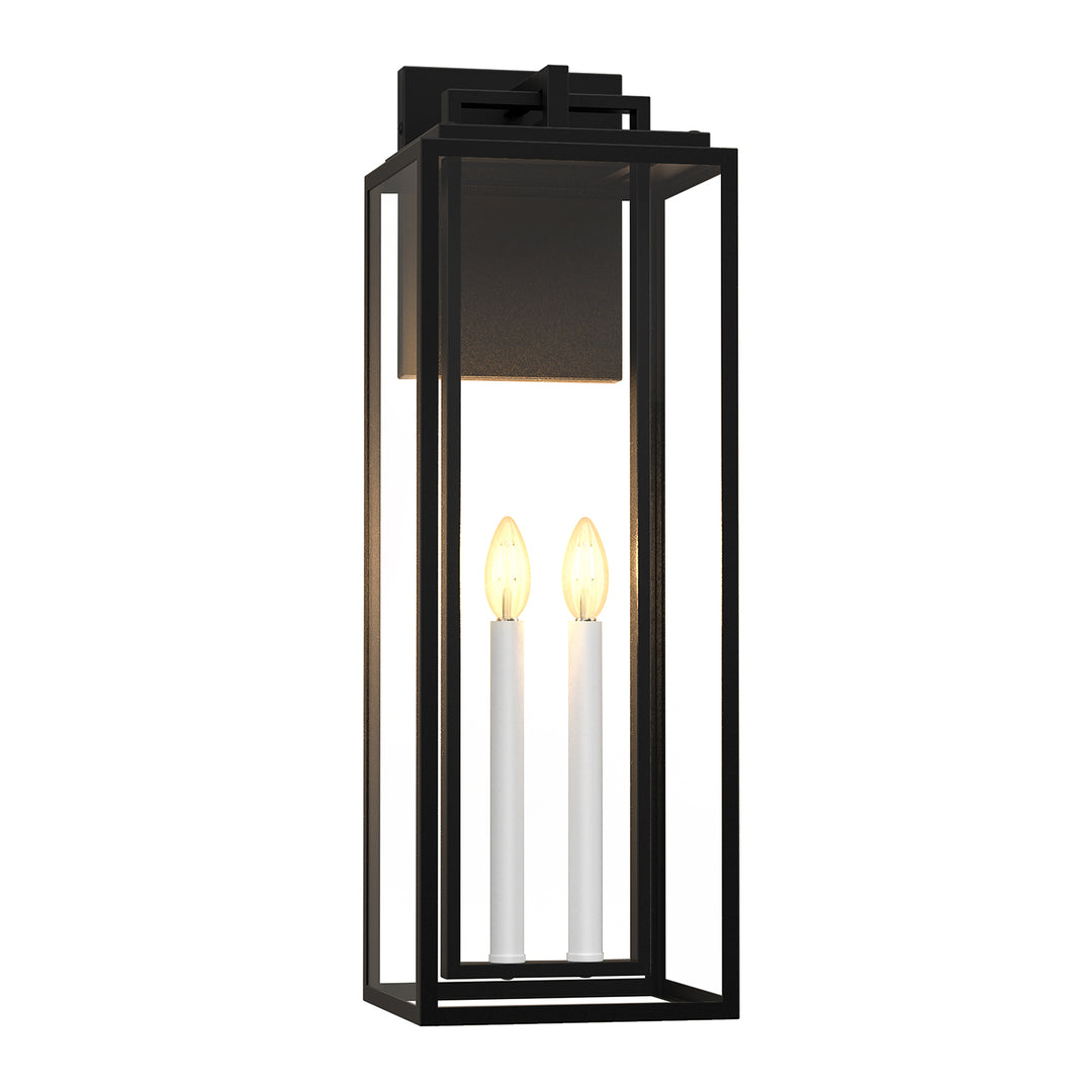 Harbor Black and Gold Base Outdoor Wall Light with Dusk to Dawn and Clear Tempered Glass #OW7102