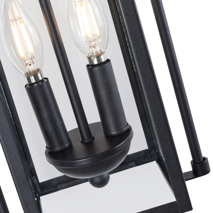 Lawyettle 18" Outdoor Wall Lantern with Dusk to Dawn Sensor, 2-Light Waterproof Brown Wall Sconce with Glass for Porch, Garage, Front Door, Patio #7040