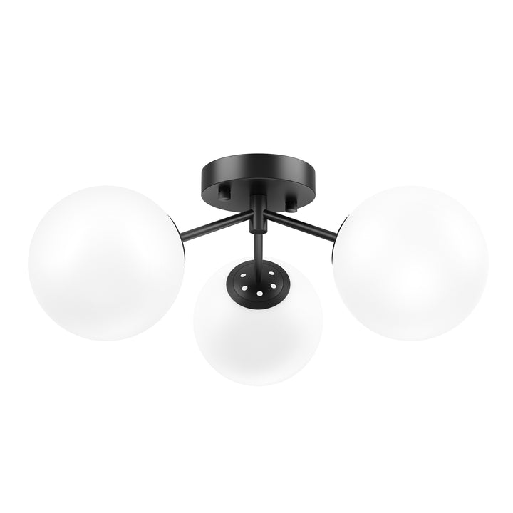 Maxax 3 Globe Ceiling Light 17 Inch Mid Century Modern Semi Flush Mount Ceiling Light Fixture for Bedroom,Living Room,Dinning Room, Foyer, Hallway #19228