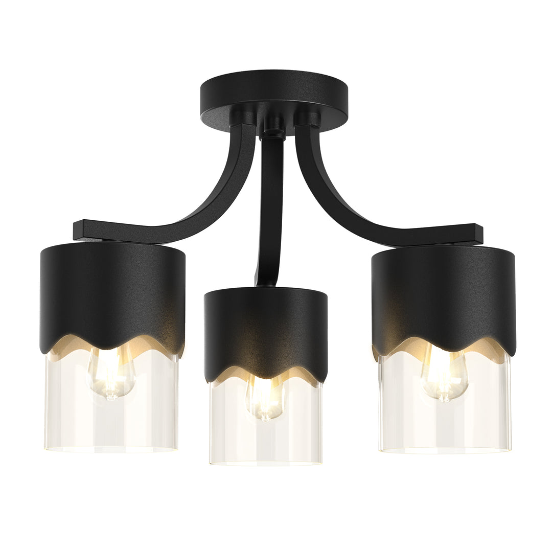 Glimmer 15.75 "- 3 Lights Modern Cluster Brushed Brass/Matte Black/Brushed Nickel Semi Flush Mount Lighting Fixture For Hallway/Laundry Room #29036