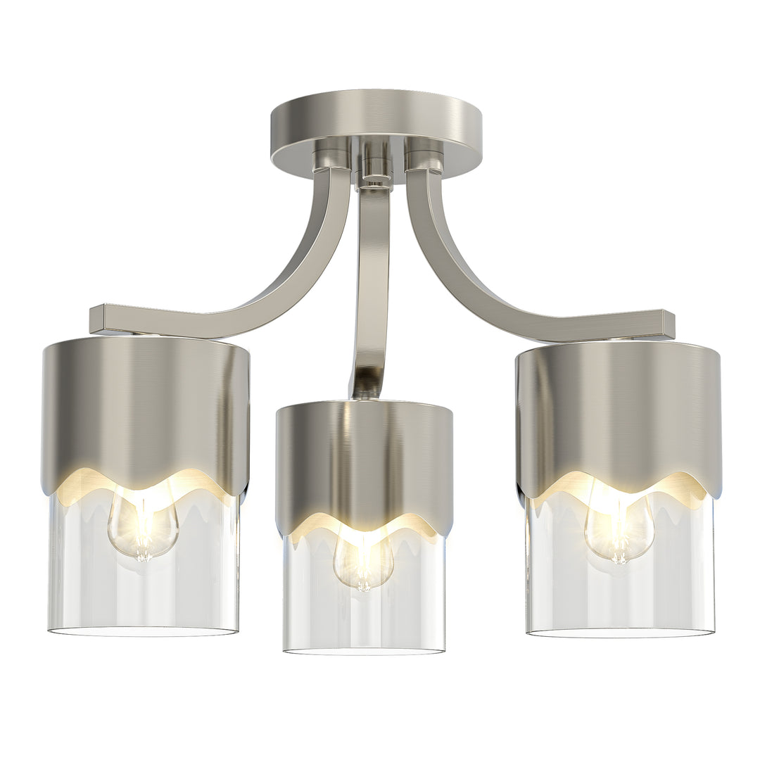 Glimmer 15.75 "- 3 Lights Modern Cluster Brushed Brass/Matte Black/Brushed Nickel Semi Flush Mount Lighting Fixture For Hallway/Laundry Room #29036