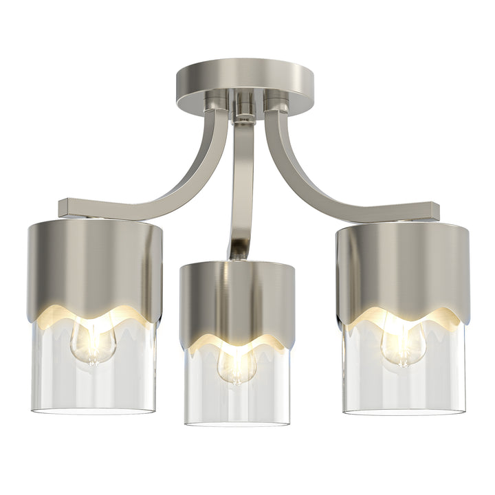 Glimmer 15.75 "- 3 Lights Modern Cluster Brushed Brass/Matte Black/Brushed Nickel Semi Flush Mount Lighting Fixture For Hallway/Laundry Room #29036
