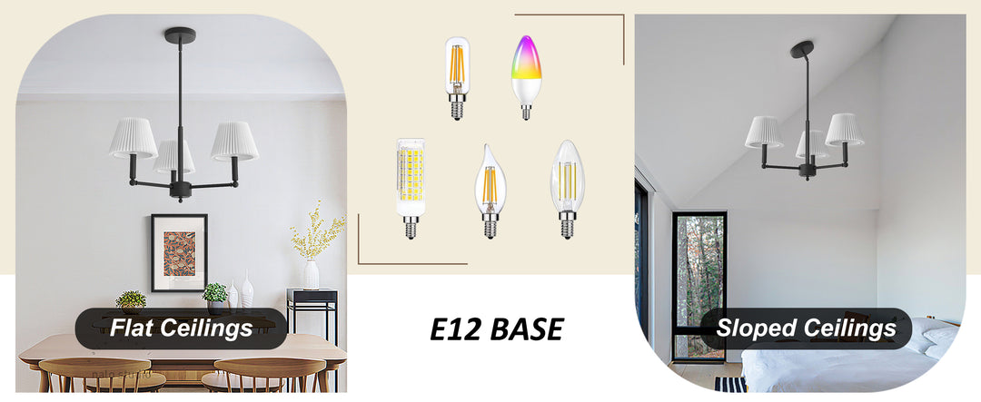 Twilight 3-Light White Linen Fabric Shade Mid-Century Modern Chandelier For Dining Room #P39007