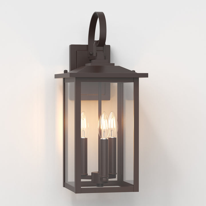 Dusk to Dawn 12.5" Outdoor Wall Sconce, Exterior Wall Light Fixture, Matte Black Porch Light Outdoor, Outside Wall Mount Lantern for House Garage Doorway (Bulb Include) #7004