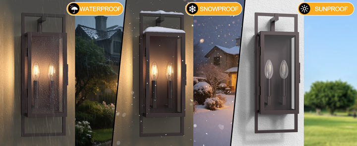 Radiance 3 -Light Steel And Glass Outdoor Wall Light with Dusk to Dawn #7030