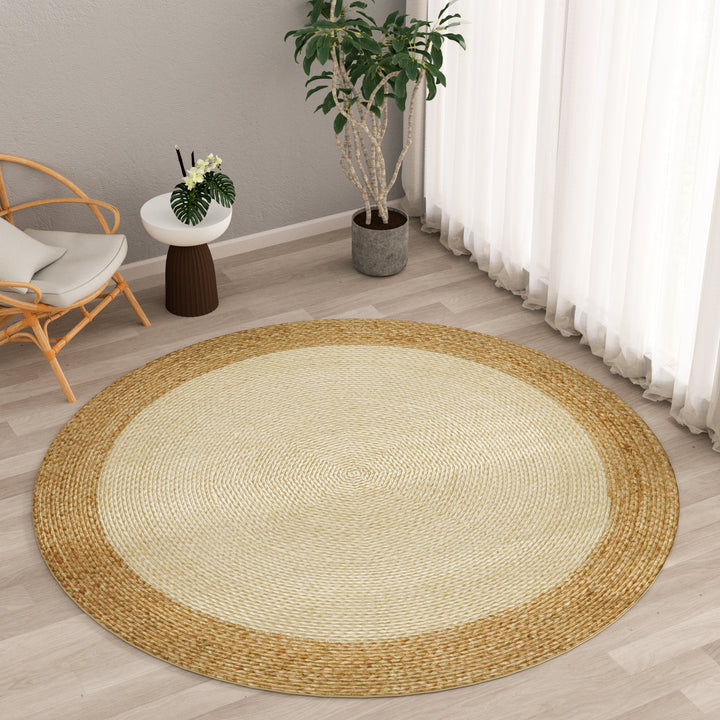 4modernhome Jute Hand Braided Zigzag Stitch Natural Fibers Farmhouse Style Area Rug For Dining Room Living Room Kitchen, Off White/Natural #DT23-9