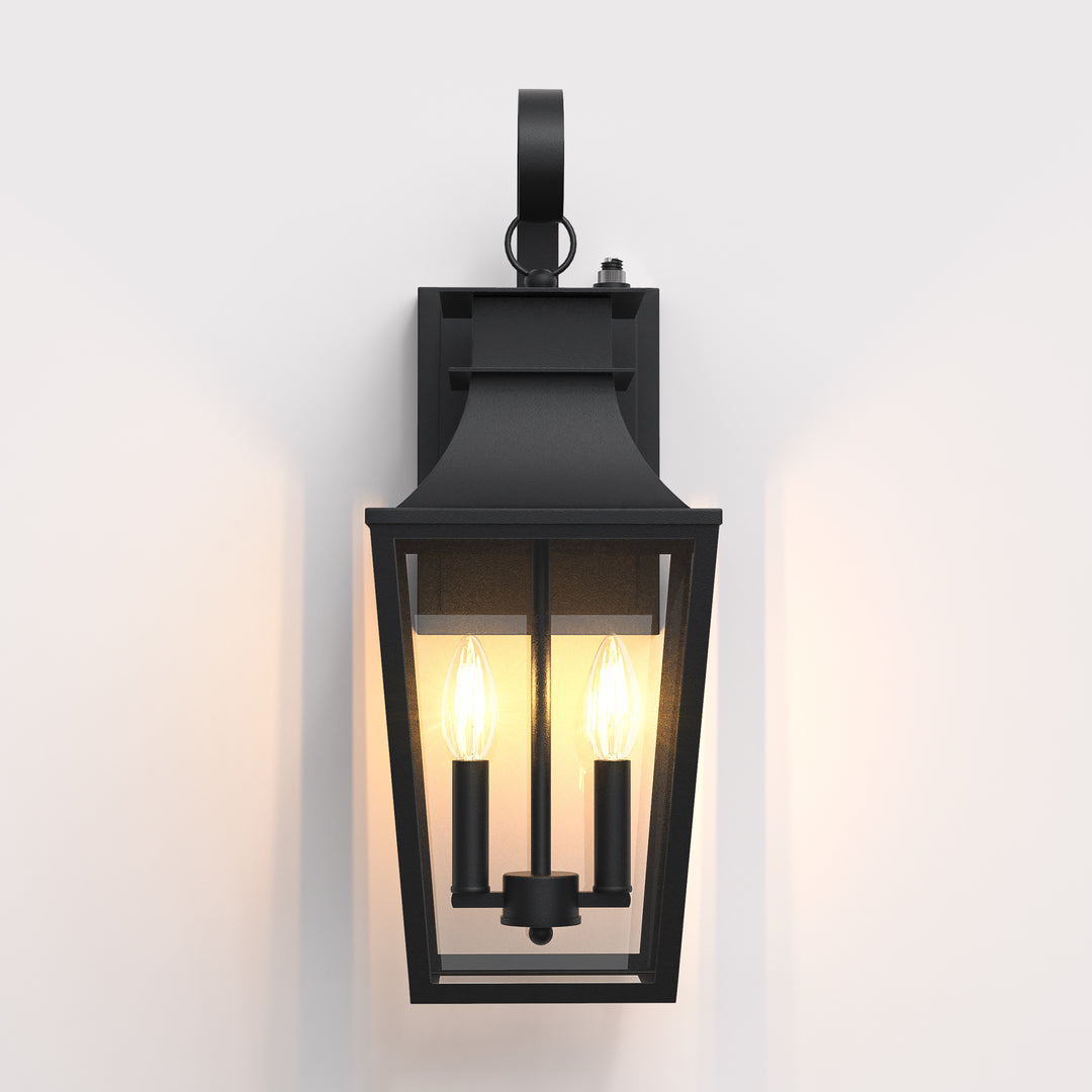 Tempered Glass Outdoor Wall Light With Dusk To Dawn #7060-2BK