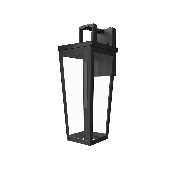 Solstice 16''H Black Wrought Iron Clear Tempered Glass Outdoor Wall Light With Dusk To Dawn #OW7097