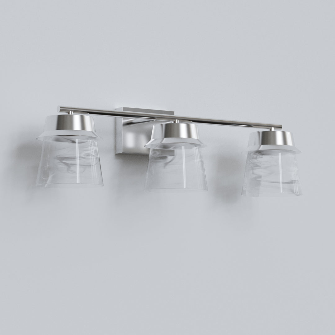 Glimmer 22.6w" 3-light Led Dimmable 3000k/4000k/5000k 3cct ETL Certificated Vanity Light With Patterned Glass #MX21055