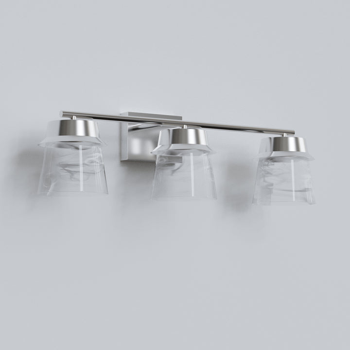 Glimmer 22.6w" 3-light Led Dimmable 3000k/4000k/5000k 3cct ETL Certificated Vanity Light With Patterned Glass #MX21055
