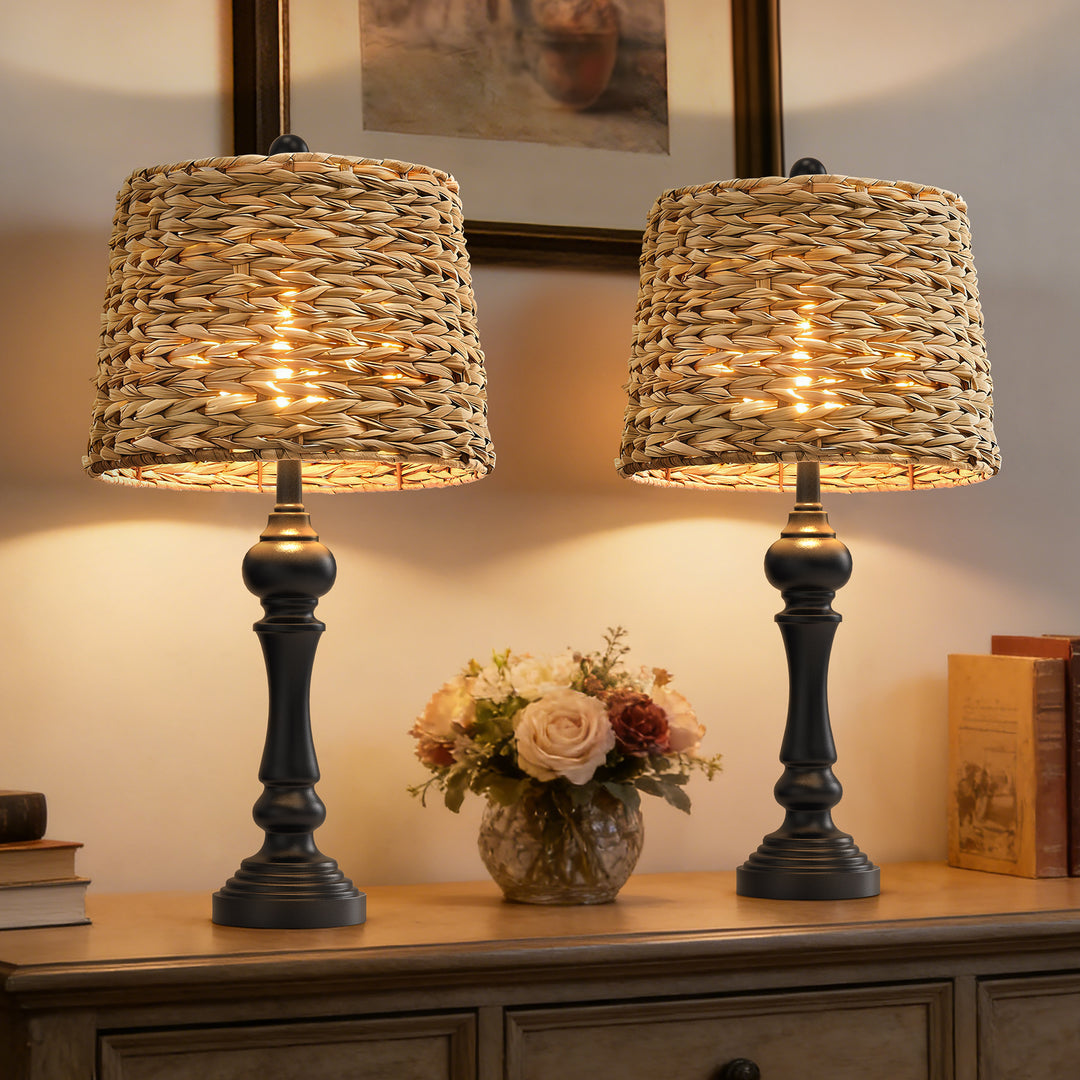 Maxax Coastal Rustic White Modern Table Lamp (Set of 2) #T150