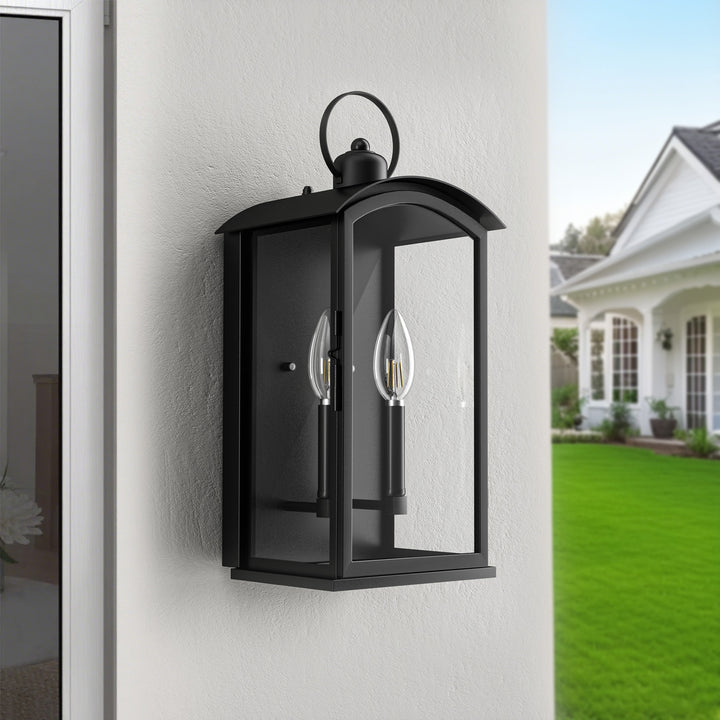 Solstice 19"H 2-Light Tempered Glass Outdoor Wall Lantern With Dusk To Dawn #7069