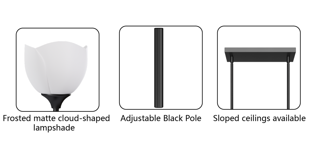 Twilight 4-Light 36"W Black/Brass Modern Linear Pendant Chandelier With Flower Frosted Glass Shades For Dining Room Or Kitchen Island #P39015