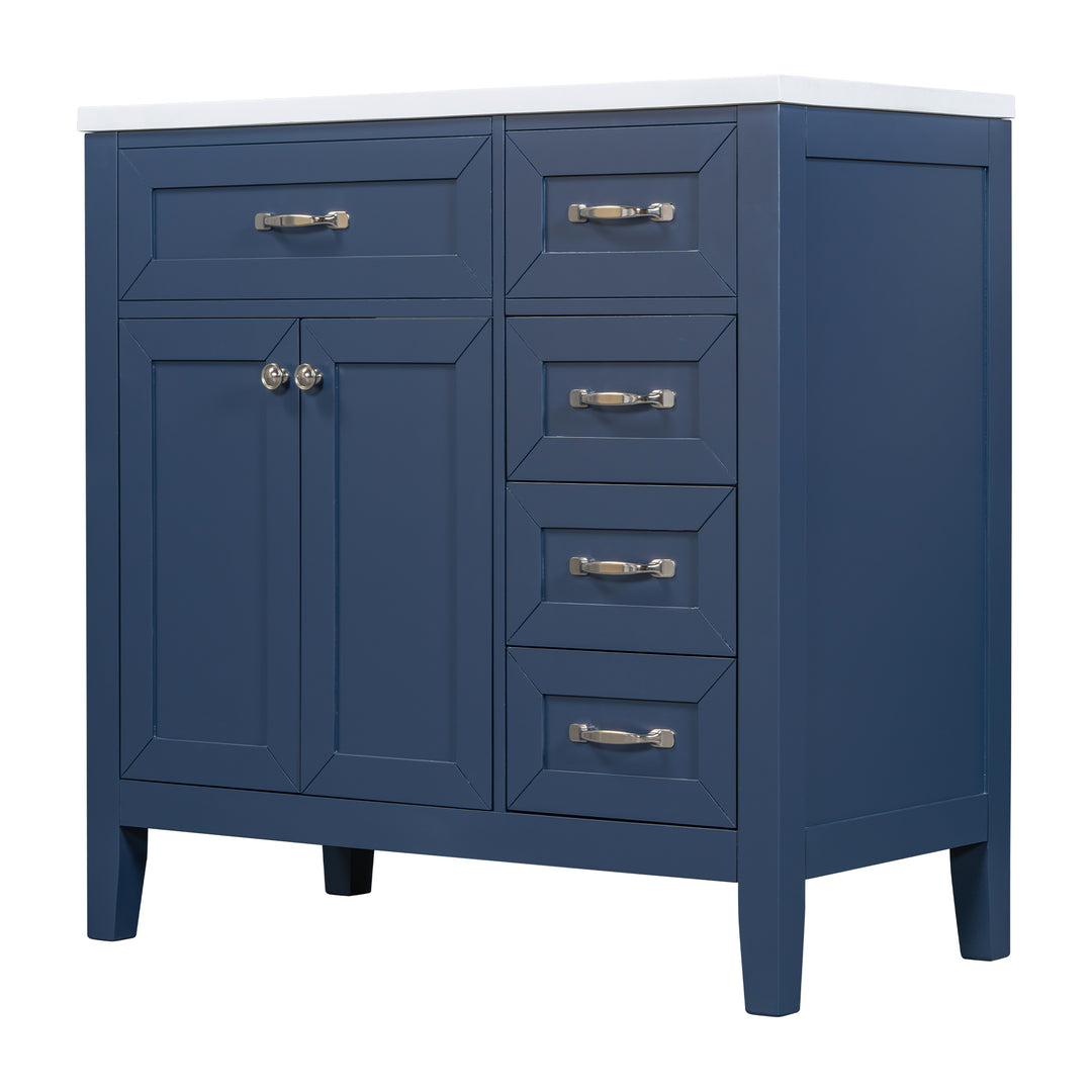 36'' Single Bathroom Vanity Cabinet With Ceramic Top #BV-007-36BL