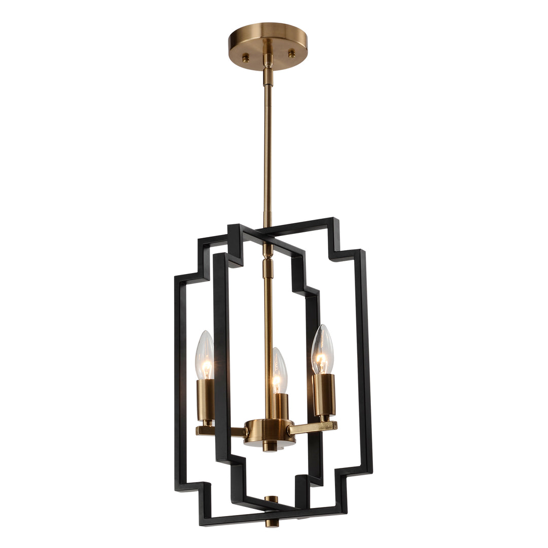 Maxax 3 - Light Lantern Square Chandelier with Wrought Iron Accent #MX1920-P3