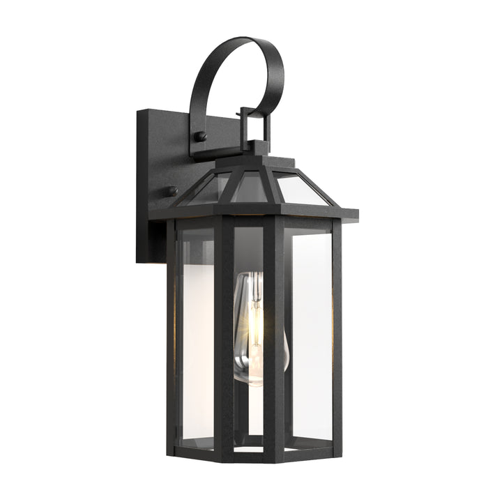 Solstice Matte Black Outdoor Wall Lantern With Tempered Glass #7065