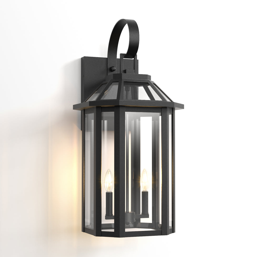 Solstice Matte Black Outdoor Wall Lantern With Tempered Glass #7065