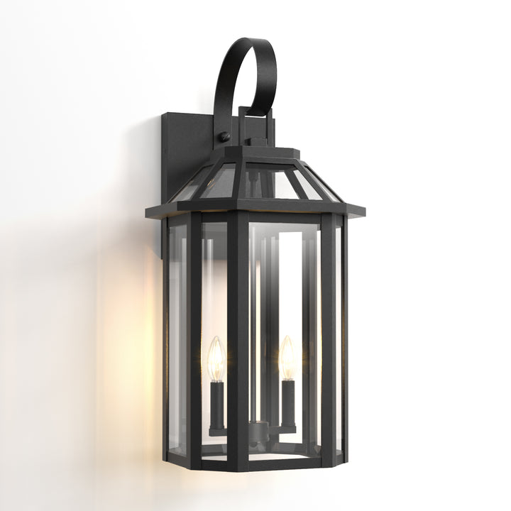 Solstice Matte Black Outdoor Wall Lantern With Tempered Glass #7065