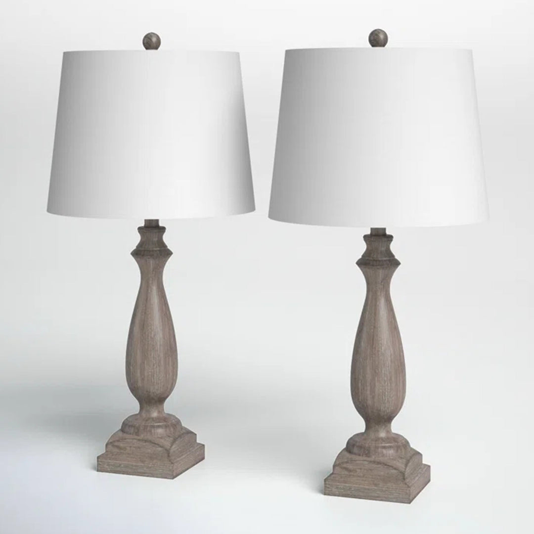 Maxax Woodgrain Resin USB Table Lamp set of 2