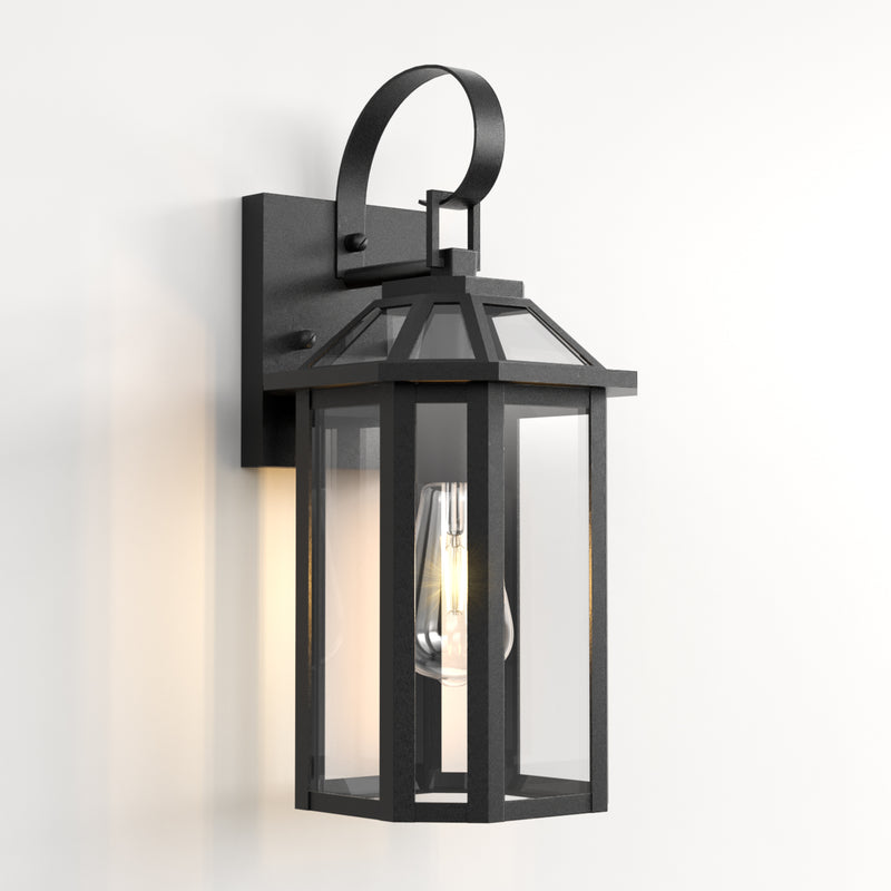 Solstice Matte Black Outdoor Wall Lantern With Tempered Glass #7065