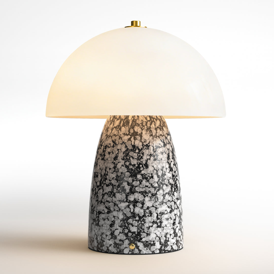 Pulsar 11" Modern Rechargeable Touch Control Desk Lamp, Portable Wireless Ceramic Led Lamp With Milky White Glass Shade, Three-Level Dimming, Suitable For Bedrooms, Living Rooms, Terraces And Outdoors #T281