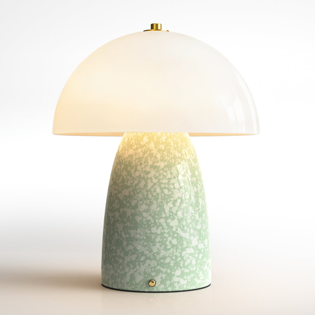 Pulsar 11" Modern Rechargeable Touch Control Desk Lamp, Portable Wireless Ceramic Led Lamp With Milky White Glass Shade, Three-Level Dimming, Suitable For Bedrooms, Living Rooms, Terraces And Outdoors #T281