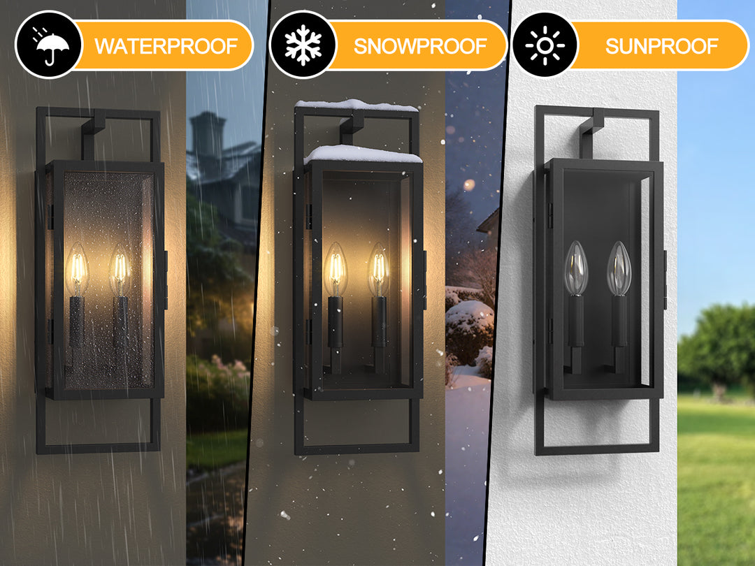 Radiance 3 -Light Steel And Glass Outdoor Wall Light with Dusk to Dawn #7030