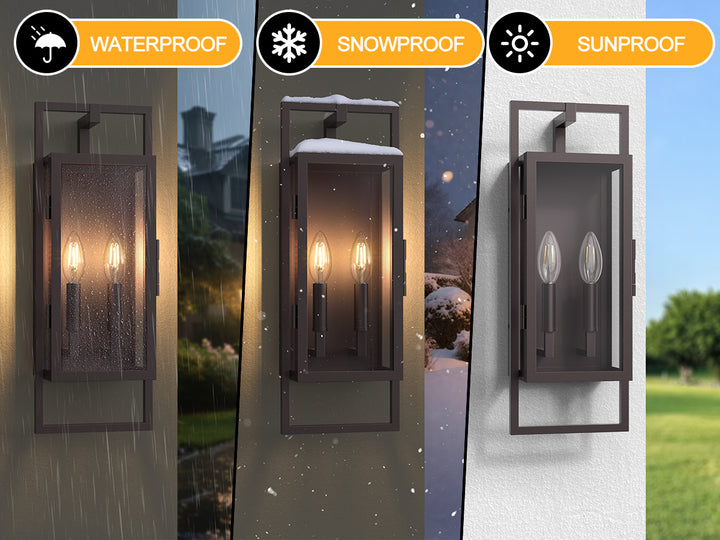 Radiance 3 -Light Steel And Glass Outdoor Wall Light with Dusk to Dawn #7030