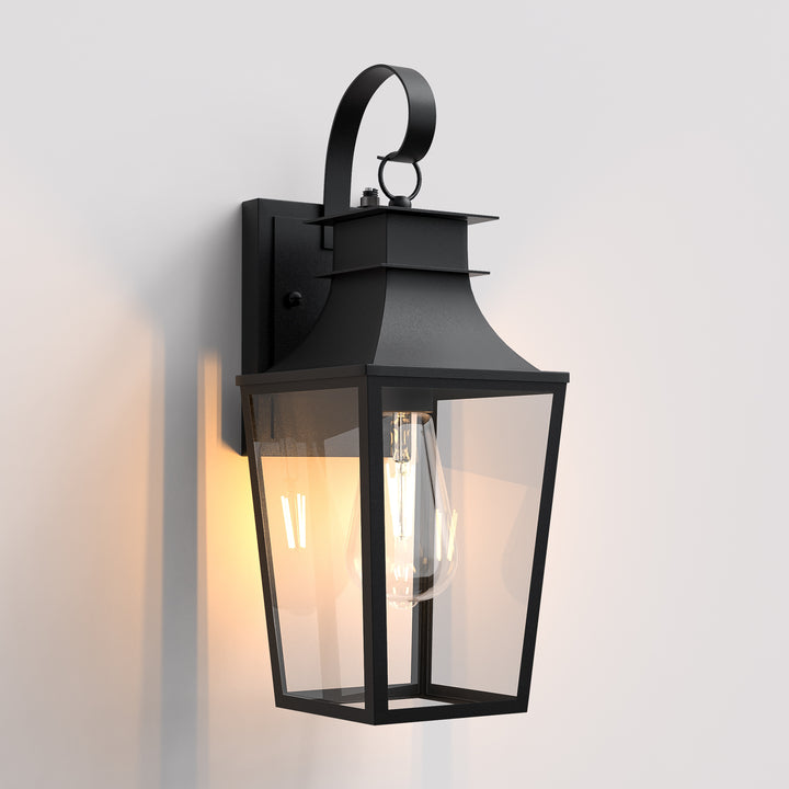 Tempered Glass Outdoor Wall Light With Dusk To Dawn #7060-2BK