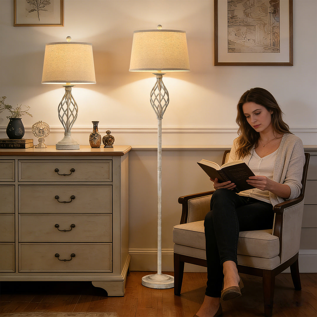 Maxax Traditional Floor & Table Lamp Set of 3 #TF22