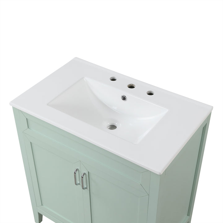 30'' Single Bathroom Vanity Cabinet With Ceramic Top #BV-008