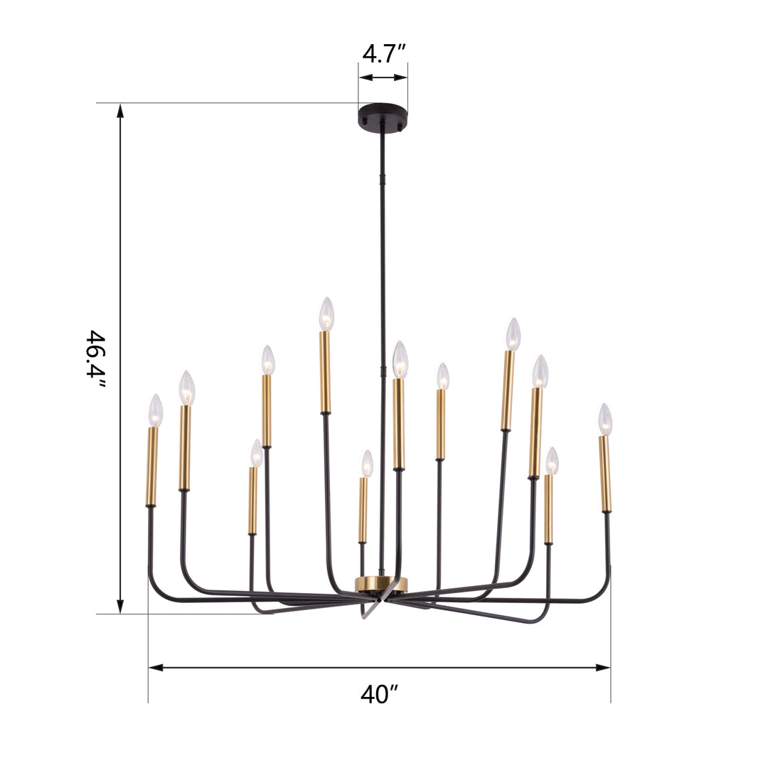 12 - Light Iron Dimmable Classic / Traditional Chandelier #19225