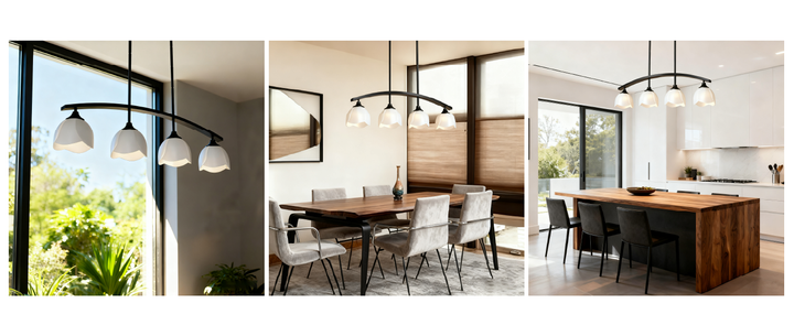 Twilight 4-Light 36"W Black/Brass Modern Linear Pendant Chandelier With Flower Frosted Glass Shades For Dining Room Or Kitchen Island #P39015