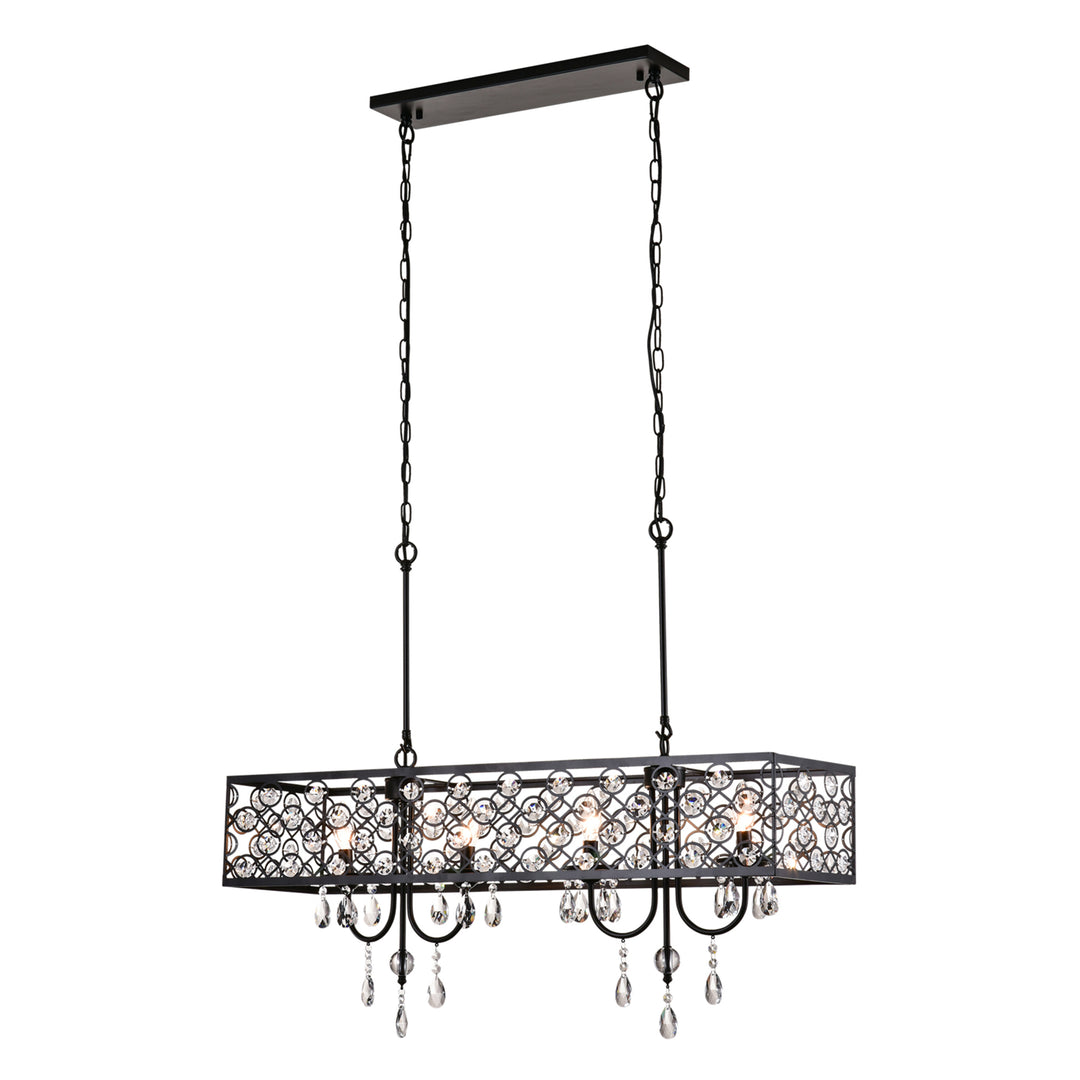 Maxax 4 - Light Unique Rectangle Crystal Chandelier #MXSU-5-4BK-P