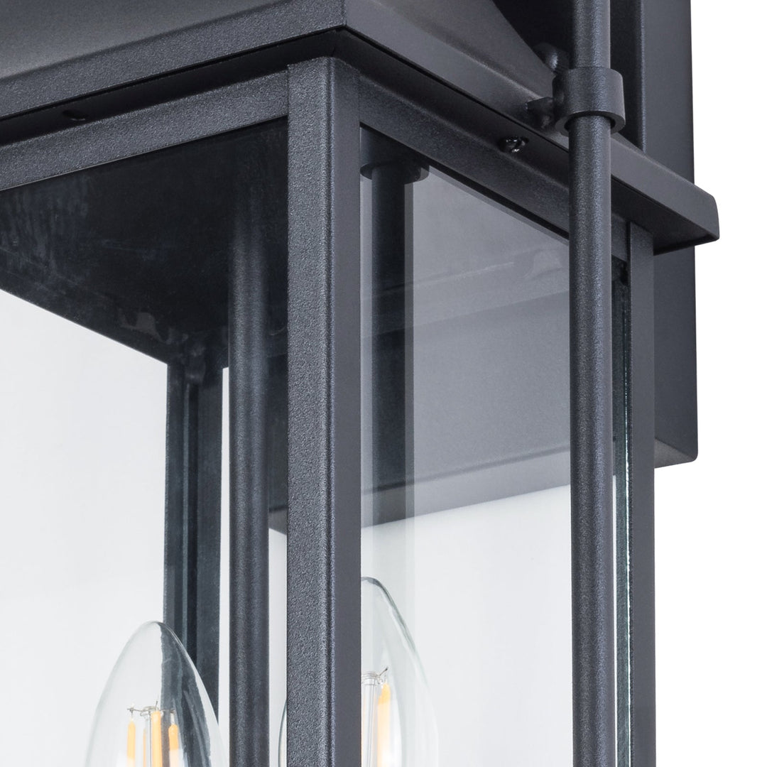 Lawyettle 18" Outdoor Wall Lantern with Dusk to Dawn Sensor, 2-Light Waterproof Brown Wall Sconce with Glass for Porch, Garage, Front Door, Patio #7040
