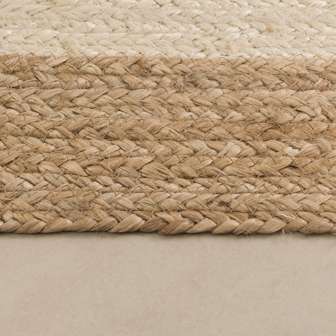 4modernhome Jute Hand Braided Zigzag Stitch Natural Fibers Farmhouse Style Area Rug For Dining Room Living Room Kitchen, Off White/Natural #DT23-6