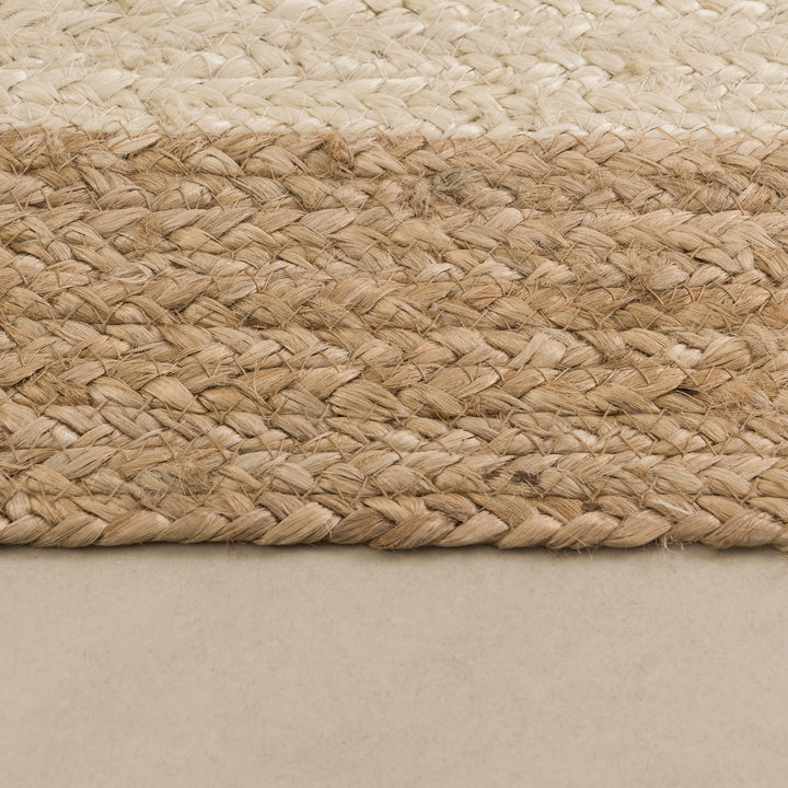 Jute Hand Braided Zigzag Stitch Natural Fibers Farmhouse Style Area Rug For Dining Room Living Room Kitchen, Off White/Natural #DT23-601