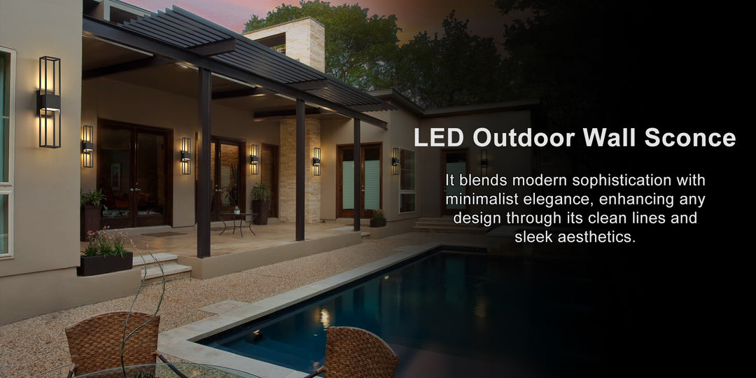 Modern Outdoor Wall Lights, 27.56IN Large Wall Sconce - 3000K Warm White Integrated LED Exterior Lighting Fixture, Waterproof Outdoor Lantern Lights for House, Porch, Garage #7079-2BK