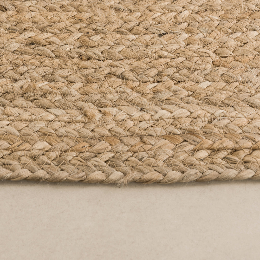 Jute Hand Braided Zigzag Stitch Natural Fibers Farmhouse Style Area Rug For Dining Room Living Room Kitchen, Off White/Natural #DT23-401