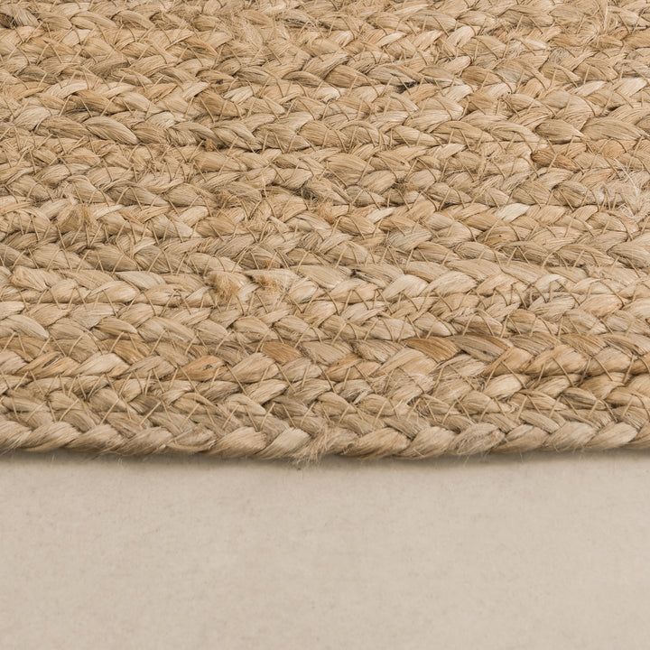 Jute Hand Braided Zigzag Stitch Natural Fibers Farmhouse Style Area Rug For Dining Room Living Room Kitchen, Off White/Natural #DT23-401