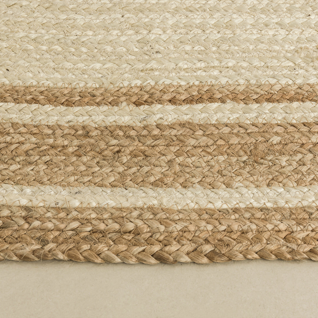 4modernhome Jute Hand Braided Zigzag Stitch Natural Fibers Farmhouse Style Area Rug For Dining Room Living Room Kitchen, Off White/Natural #DT23-5