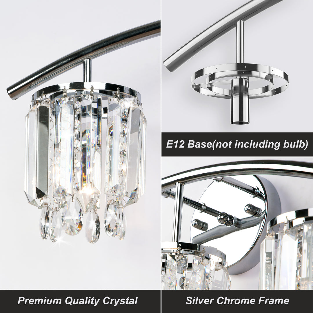 Dimmable Bathroom Vanity Light With Crystal Shade #19233-3CH