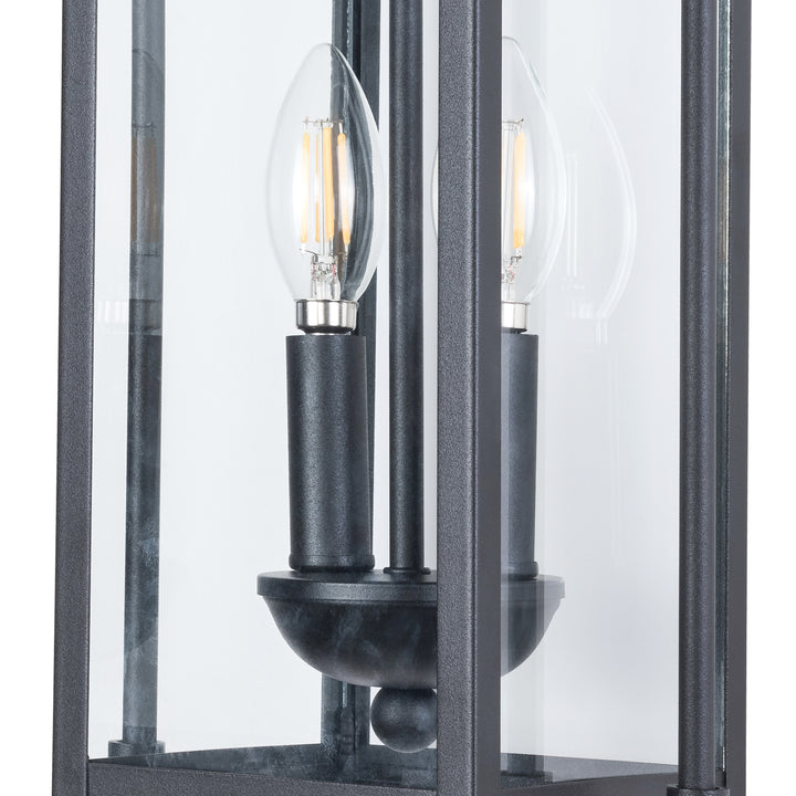 Lawyettle 18" Outdoor Wall Lantern with Dusk to Dawn Sensor, 2-Light Waterproof Brown Wall Sconce with Glass for Porch, Garage, Front Door, Patio #7040