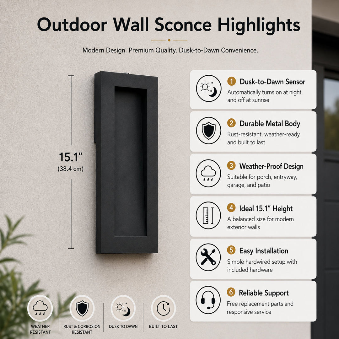 Starlight 15''H Dimmable Led Matte Black Iron Outdoor Wall Light #7085