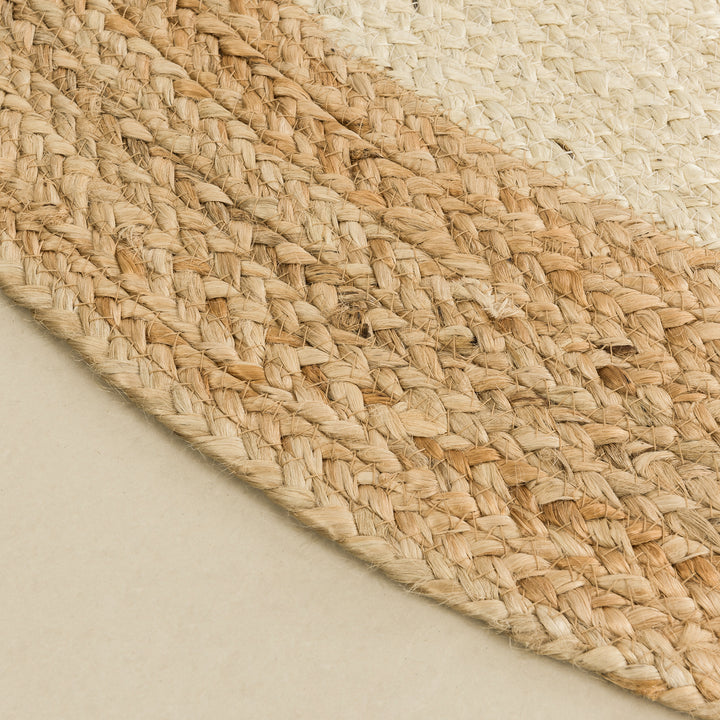 4modernhome Jute Hand Braided Zigzag Stitch Natural Fibers Farmhouse Style Area Rug For Dining Room Living Room Kitchen, Off White/Natural #DT23-9