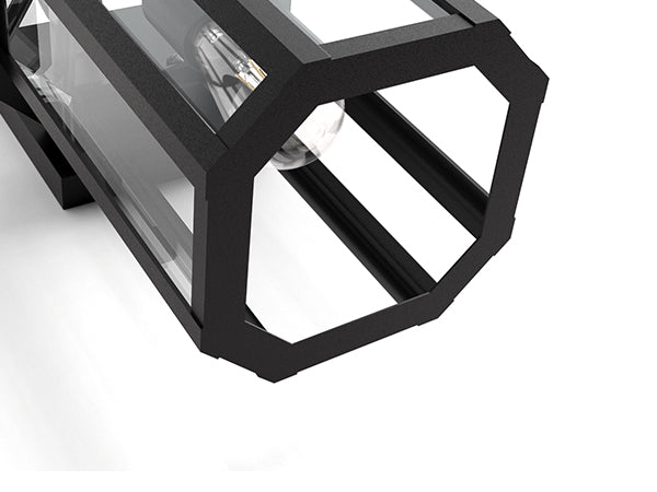 Solstice 1-Light 𝟮𝟬-𝗜𝗡𝗖𝗛 Black Iron Outdoor Wall Lantern With Tempered Glass #7068